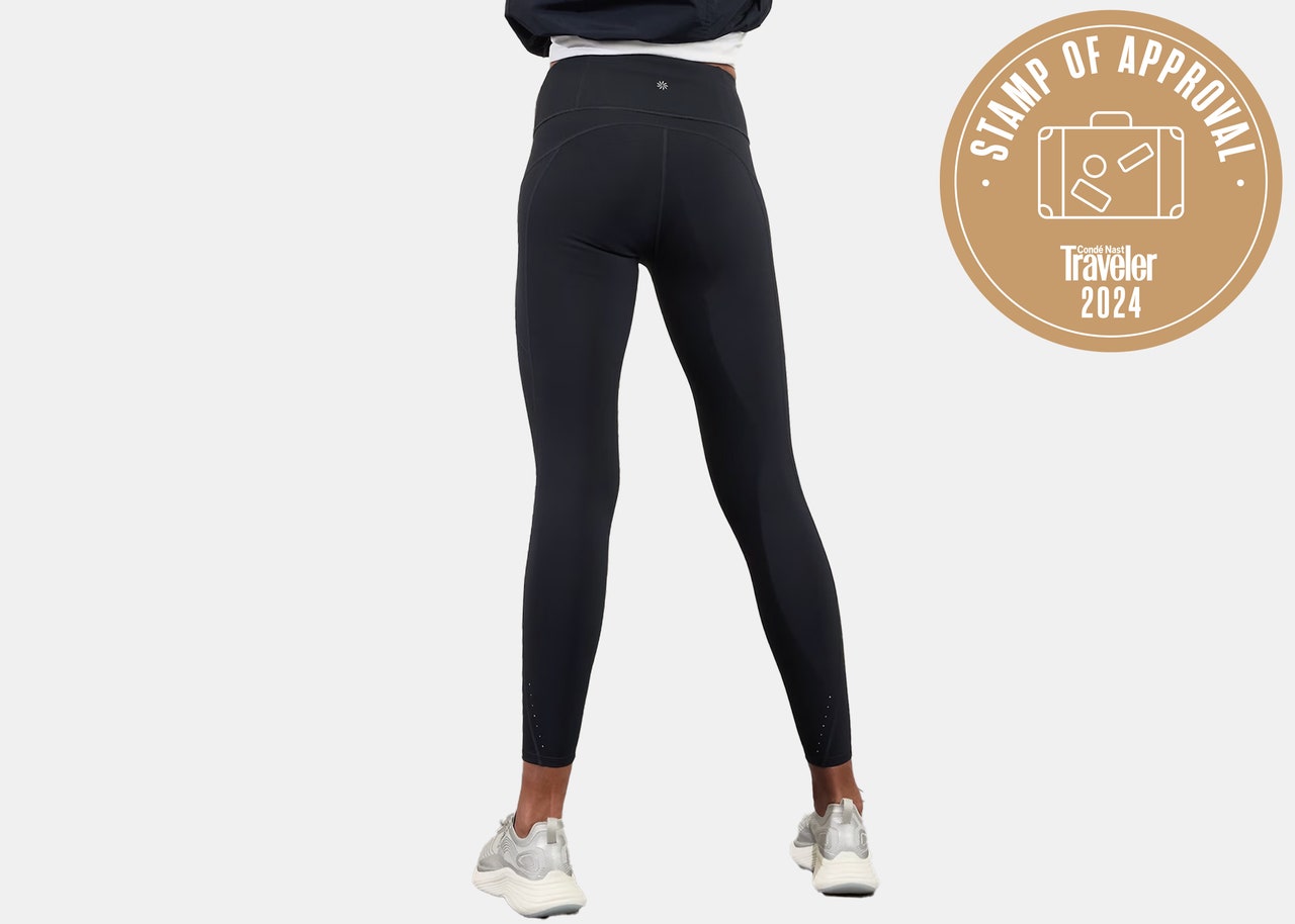 model wearing black leggings